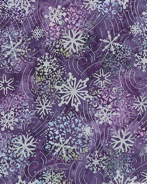 purple mixed batik fabric with small metallic snowflake|Snowflake Batik Fabric .